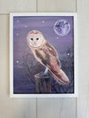 Barn Owl Acrylic Painting: Framed